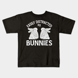 Easily Distracted by Bunnies - White Kids T-Shirt